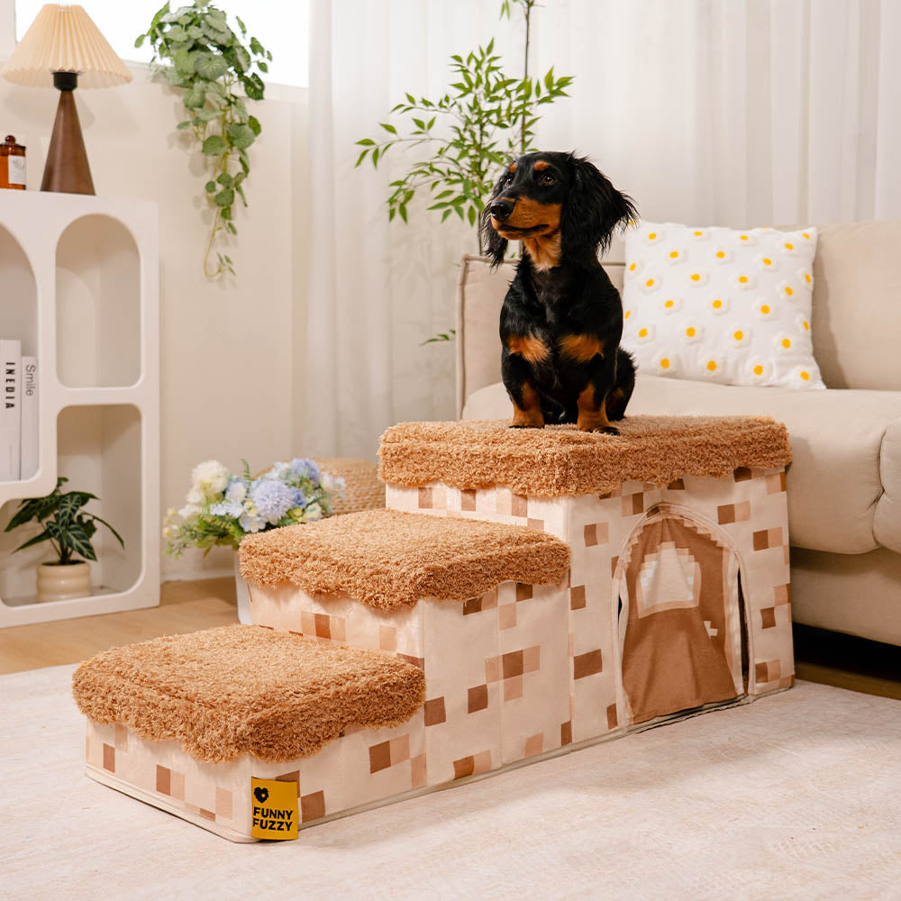 Pixel Pet Stairs, foldable dog steps, space-saving pet furniture with storage compartment