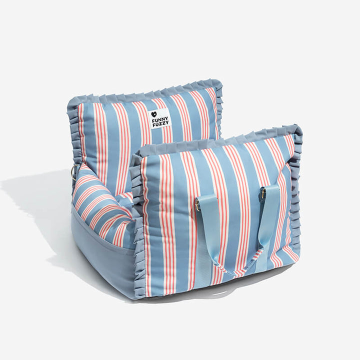 Plaid dog car seat, a comfortable and safe pet travel bed for small dogs and puppies.