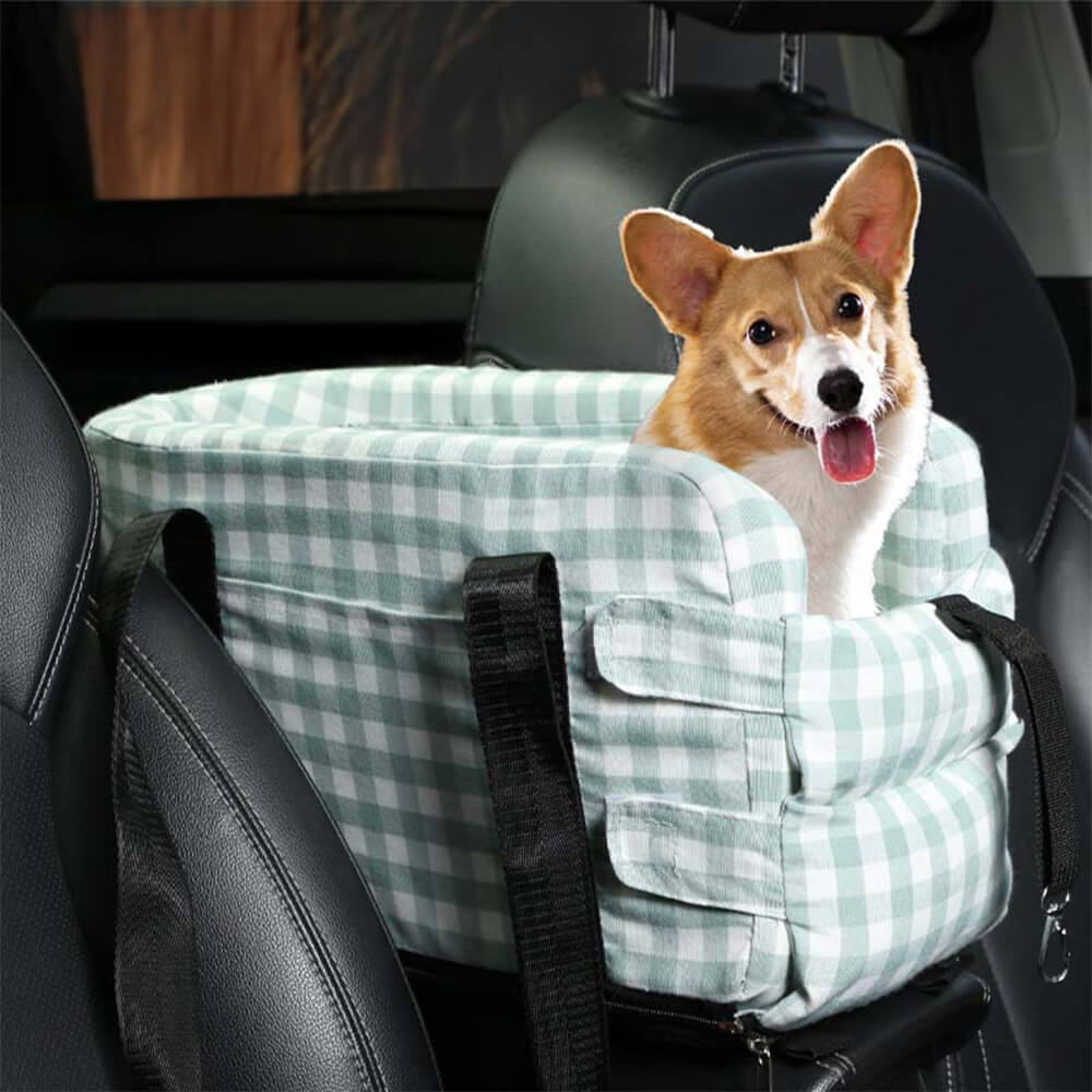 Durable pet car safety console seat, a key pet accessory for small dog and cat travel.