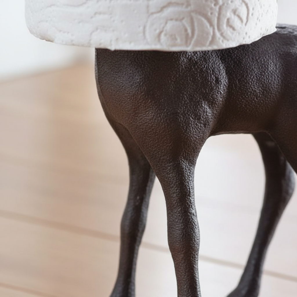 Freestanding giraffe toilet paper holder; charming animal decor provides practical & stylish bathroom storage.