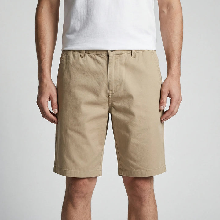 Breathable plus size men's casual shorts, knee-length, elastic waist, perfect for comfortable summer streetwear.