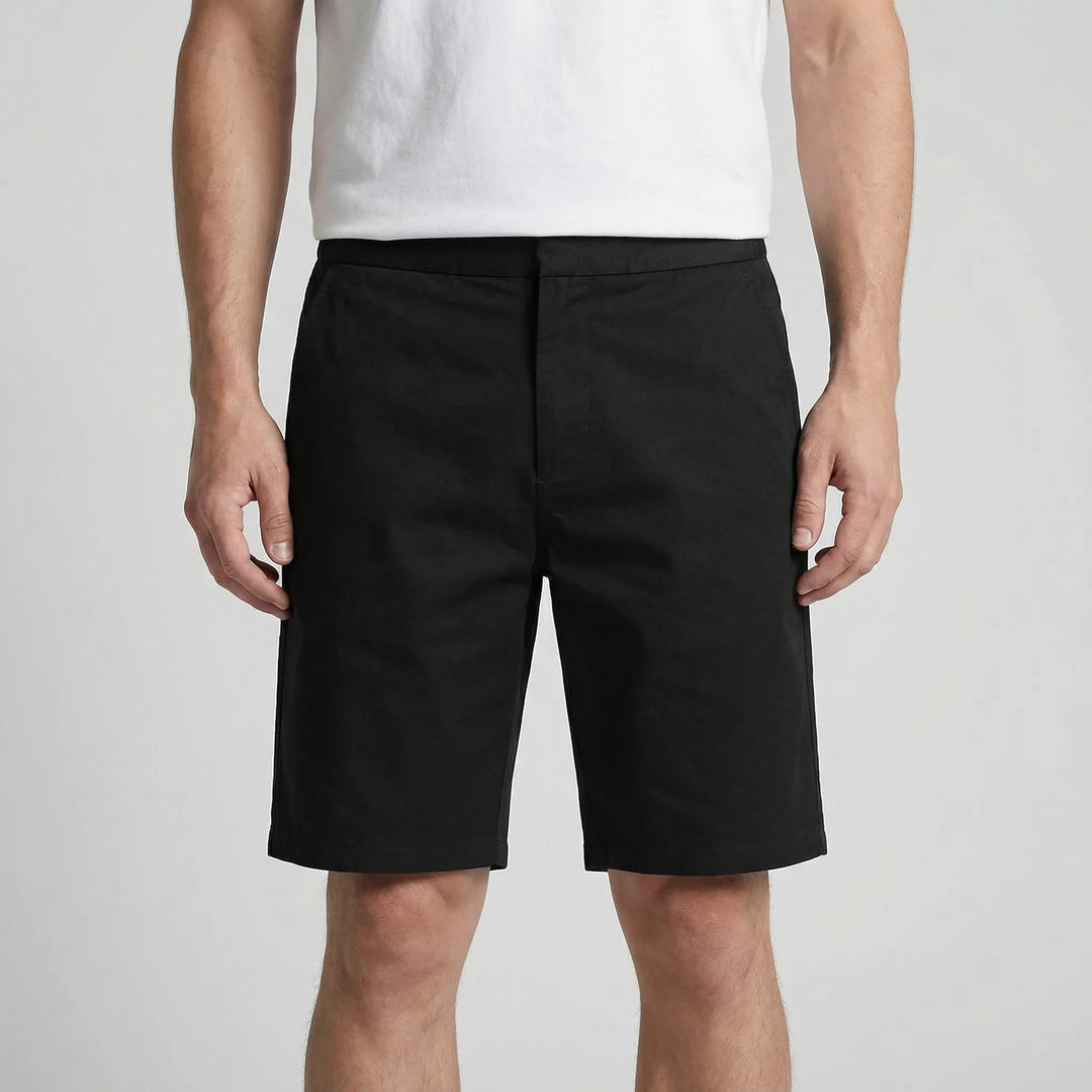 Elastic waist plus size men's shorts, relaxed fit, knee-length, ideal for casual streetwear & summer wear.