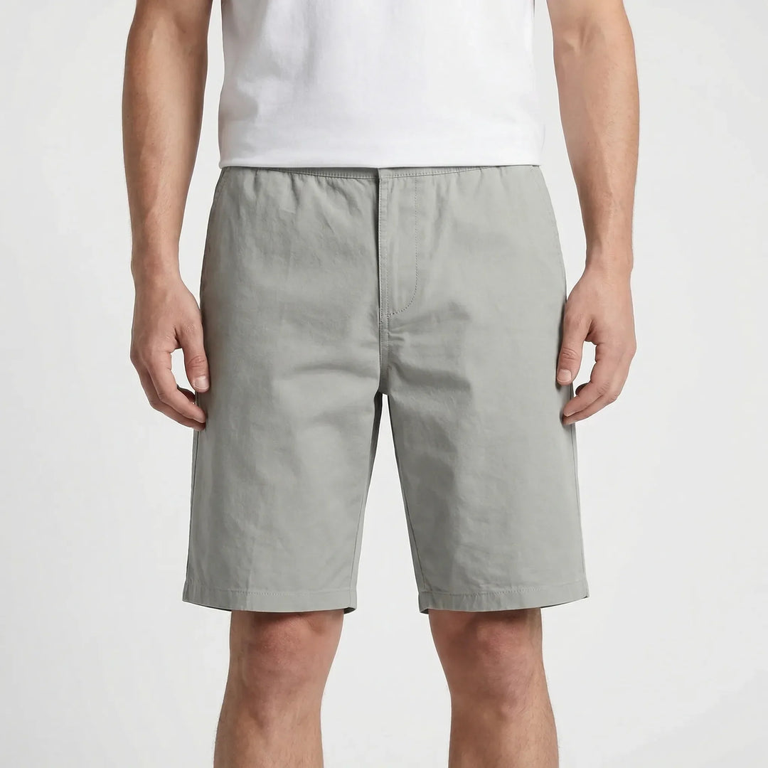 Comfortable plus size men's casual shorts, knee-length, elastic waist, great for summer streetwear & daily wear.