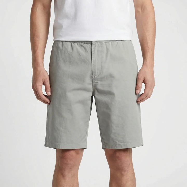 Comfortable plus size men's casual shorts, knee-length, elastic waist, great for summer streetwear & daily wear.