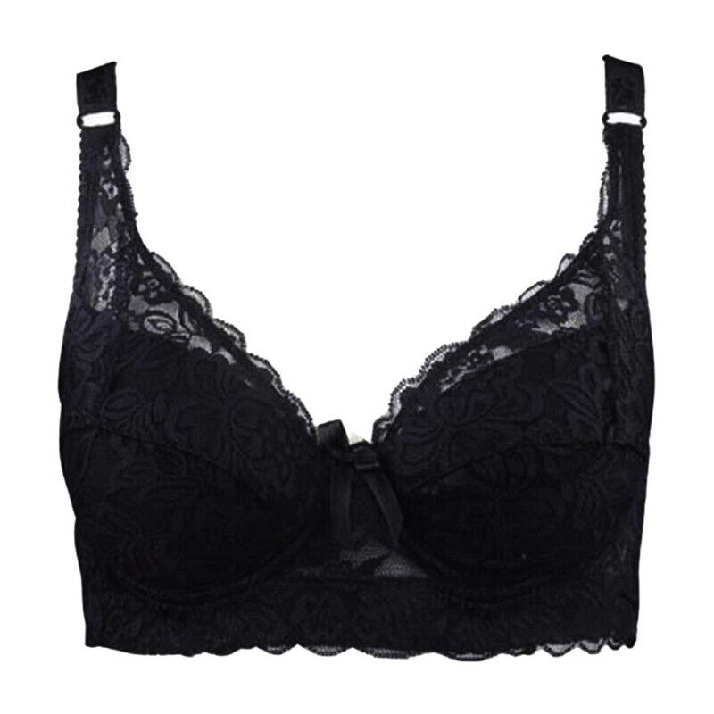 Comfortable wire-free lace bra, plus size women's intimates, adjustable straps & back closure.