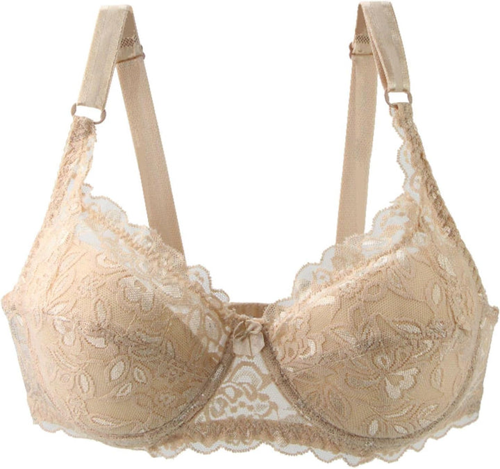 Sexy plus size lace push-up underwire bra for women, providing comfortable lift & support.