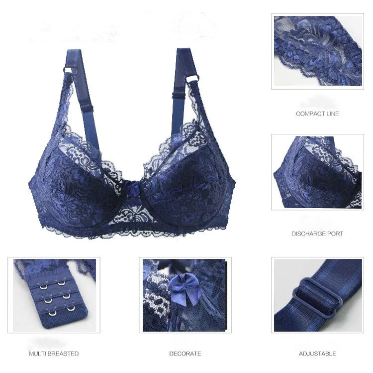 Comfortable plus size lace push-up bra for women, providing great lift & support for all-year wear.