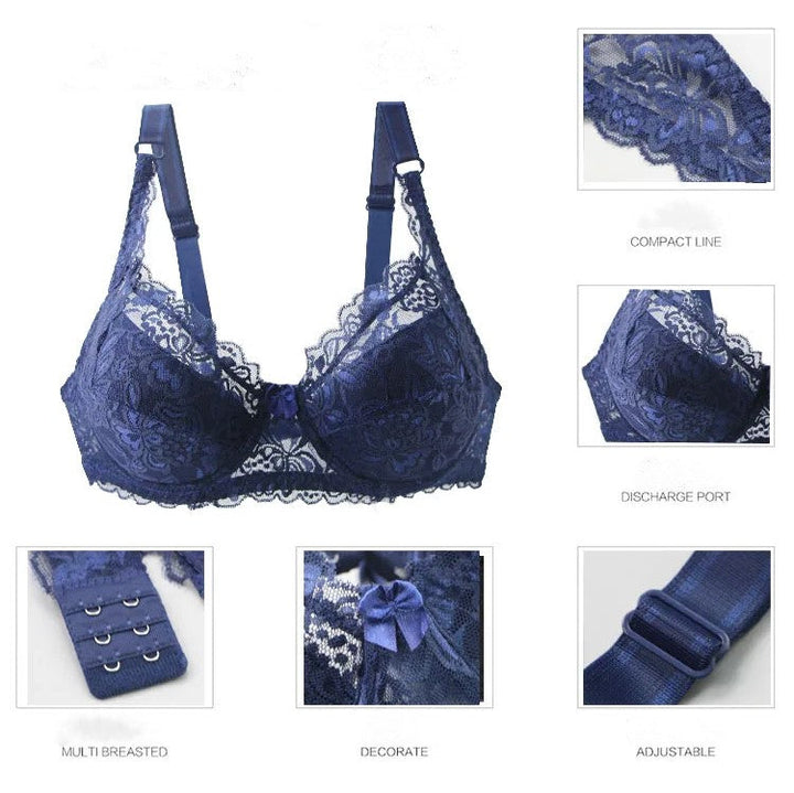 Comfortable plus size lace push-up bra for women, providing great lift & support for all-year wear.