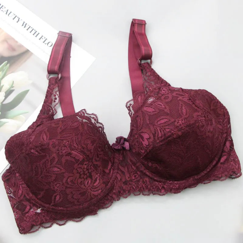 Supportive plus size underwire lace push-up bra, boosting confidence & comfort for women's fuller busts.
