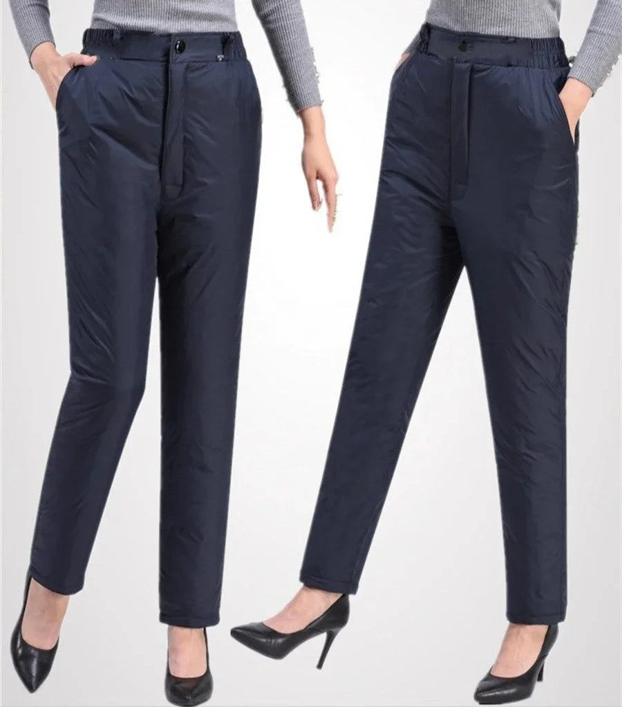 Plus size women's warm straight leg winter pants for fall fashion & comfort.