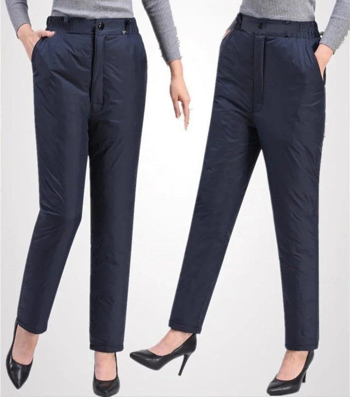 Plus size women's warm straight leg winter pants for fall fashion & comfort.