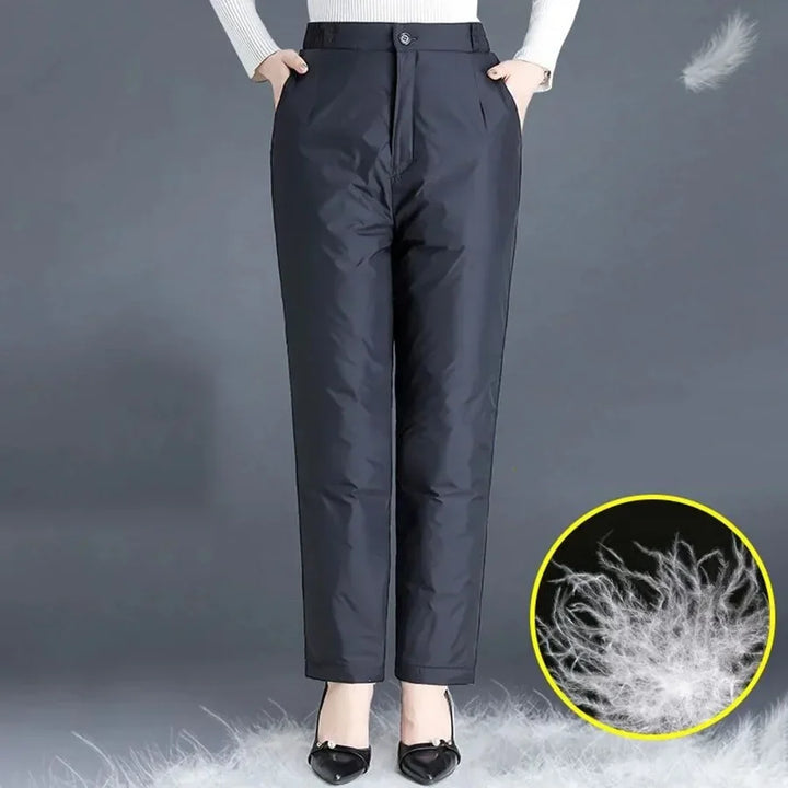 Practical plus size women's warm straight leg winter pants, perfect for cold weather comfort.
