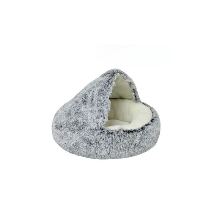 Thick, cushioned 2-in-1 cat bed and cave, designed for deep sleep and luxurious pet comfort, home decor.