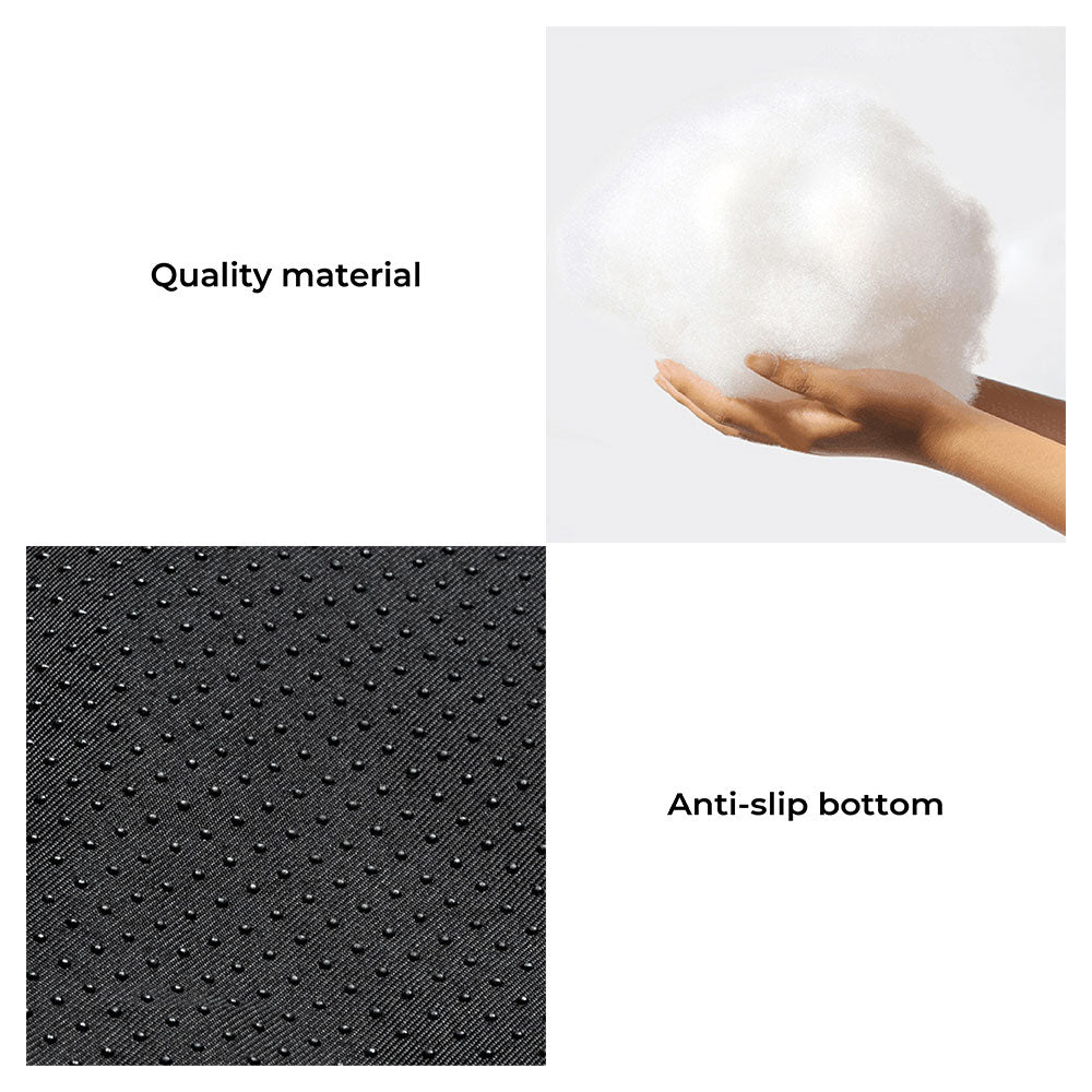 Plush dog bed transforming from an open mat to a bolstered nest, gray, washable