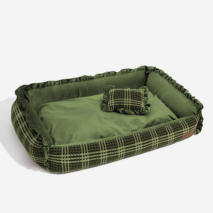 Orthopedic plush bolster dog bed, washable gray, spine support for dog health