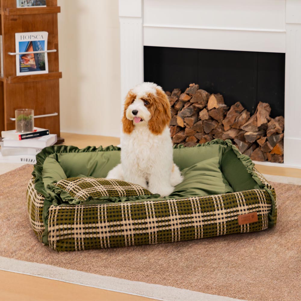 Luxury pet bed, washable bolster dog bed, gray, durable pet furniture for dogs