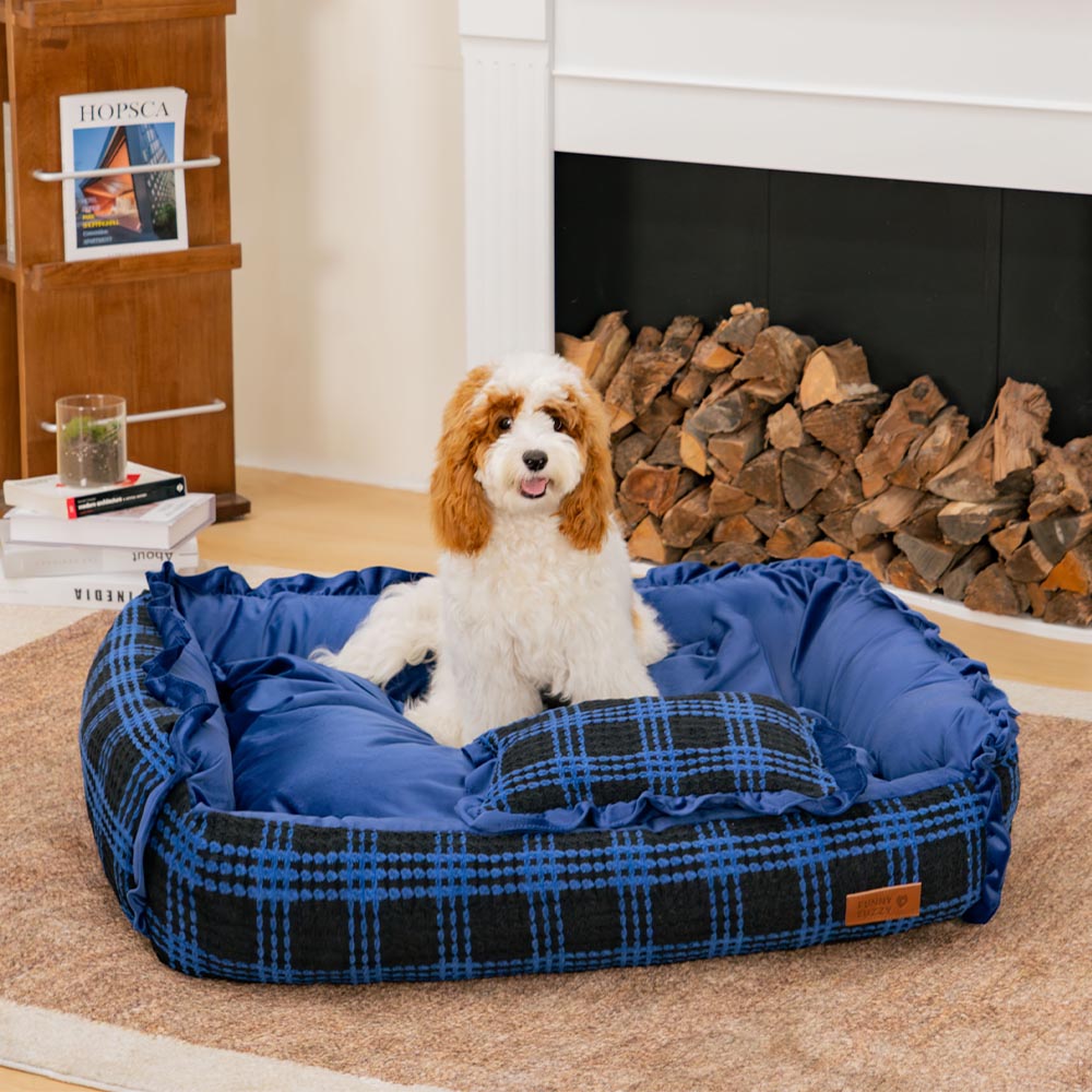 Couch style orthopedic dog bed, washable gray bolster pet furniture for canine