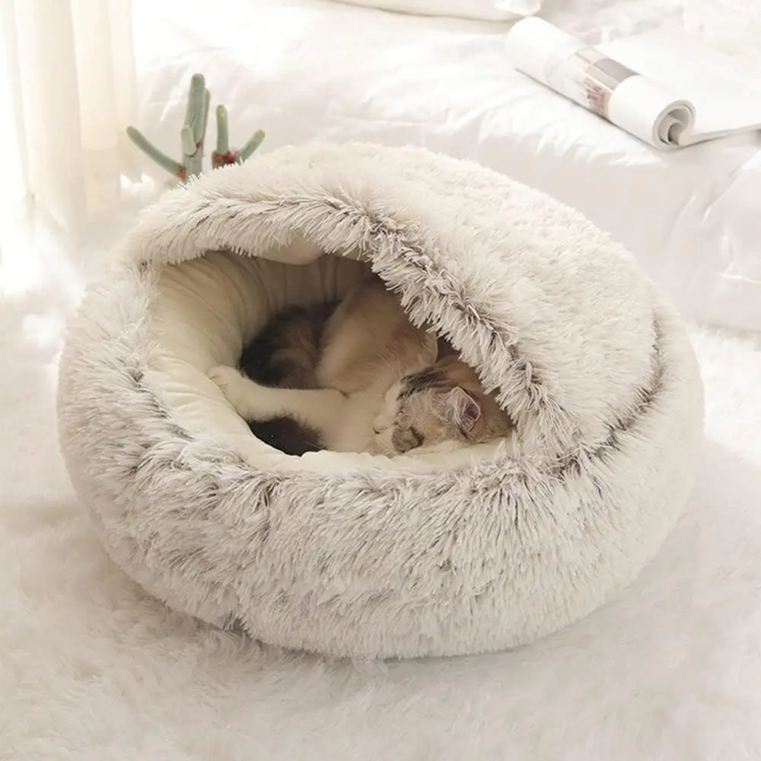 Cozy deep sleep dog bed. Washable calming pet cave for anxiety relief & ultimate comfort.