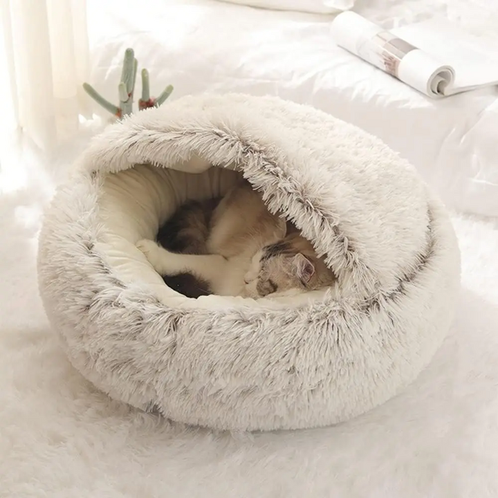 Cozy deep sleep dog bed. Washable calming pet cave for anxiety relief & ultimate comfort.