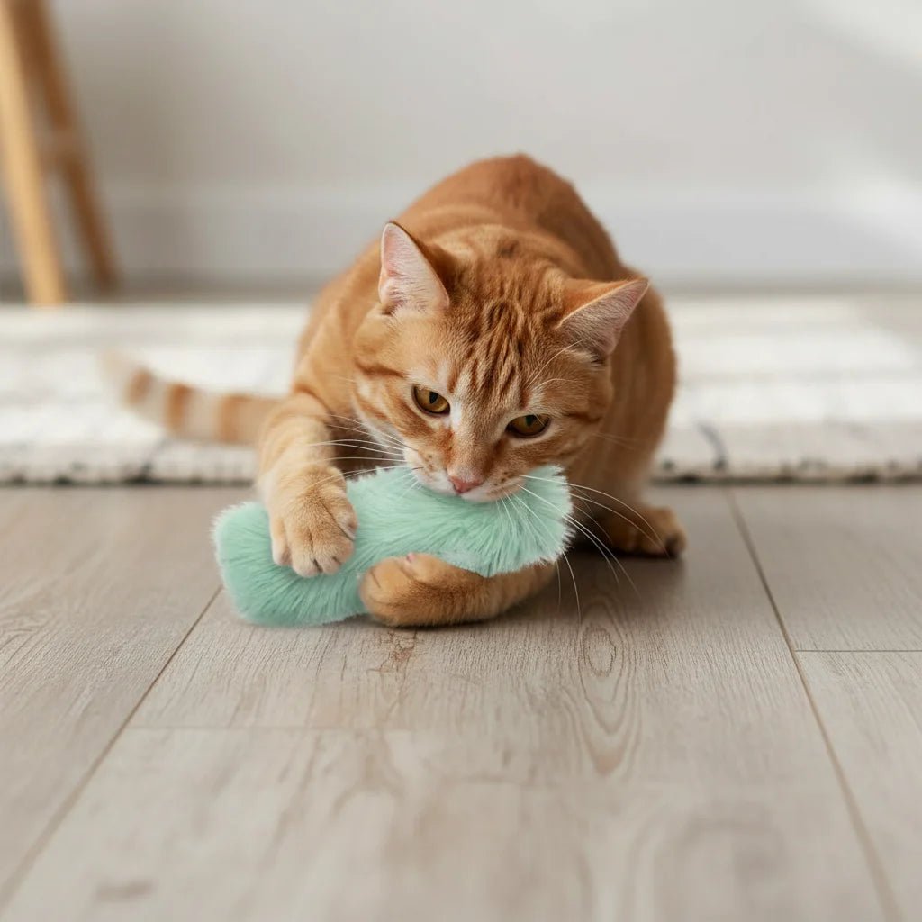Assortment of colorful catnip plush toys, perfect for engaging and entertaining cats.