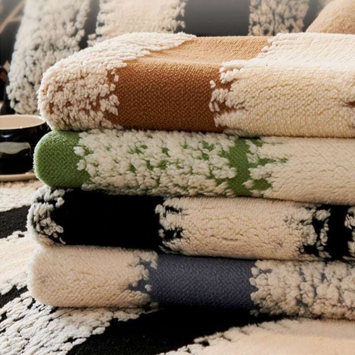 Machine washable striped chenille couch cover, designed for easy care and long-lasting use.