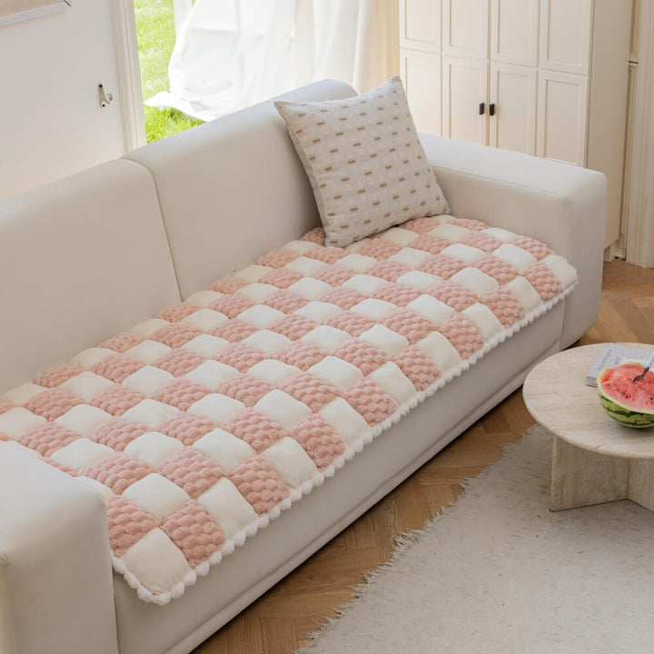 Non-slip couch cover, plush dog mat in multi-colors, pet protector for sofas, home decor