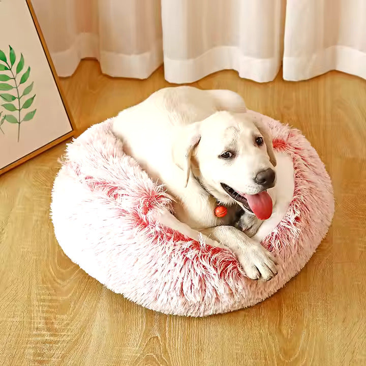 Plush cozy cave pet bed for dogs and cats, 2-in-1 design, washable