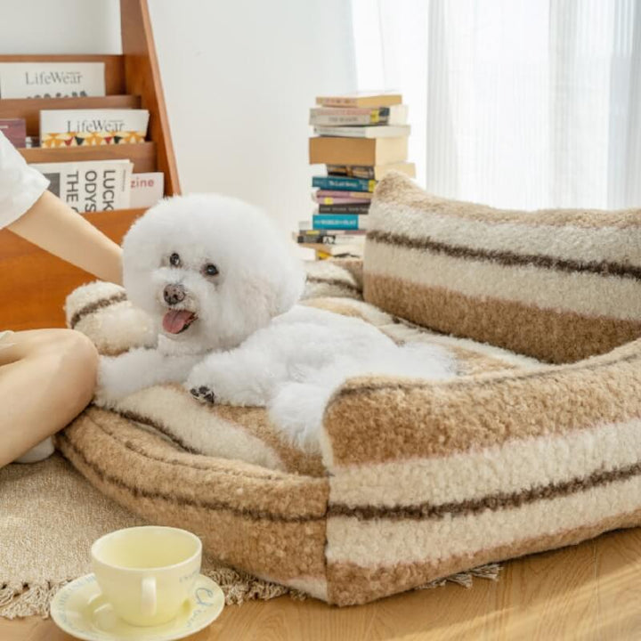 Premium pet comfort, washable plush sofa bed for dogs and cats, ultimate coziness.