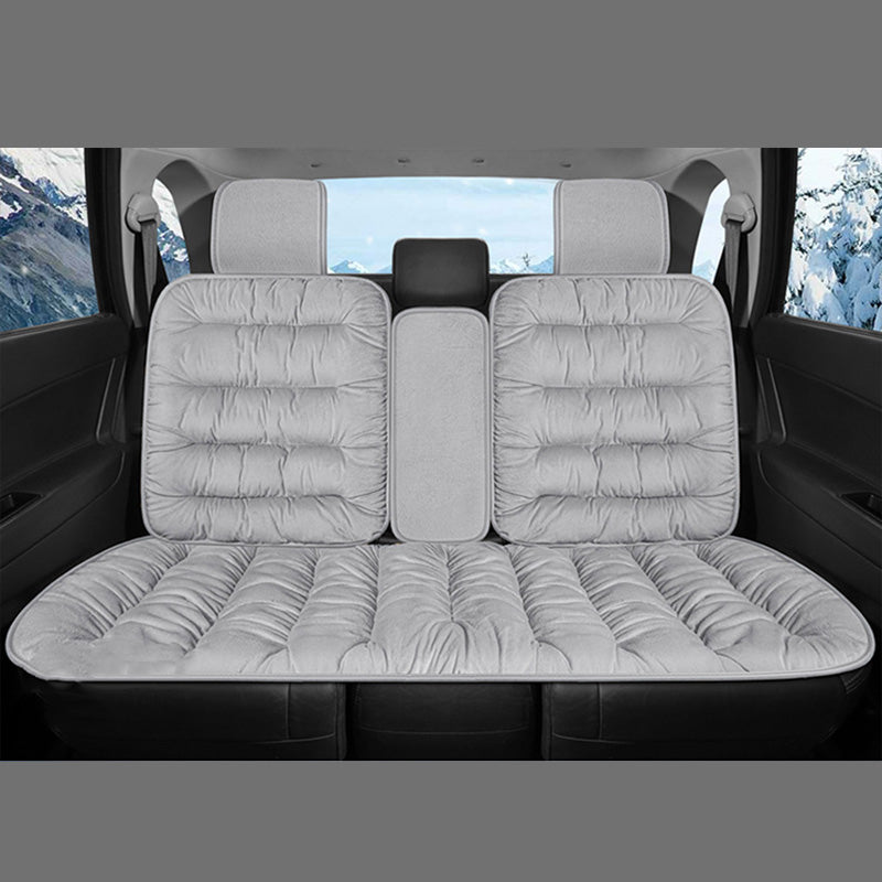 Machine washable velvet car seat cover, designed for pet and human comfort and cleanliness.