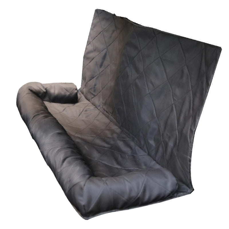 Dog backseat car bed with secure straps, providing a safe and cozy travel experience for pets.