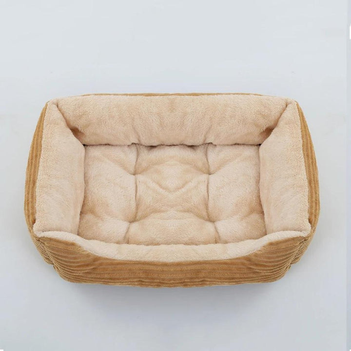Round, plush pet bed offering superior comfort and warmth. A high-quality addition to your dog supplies.