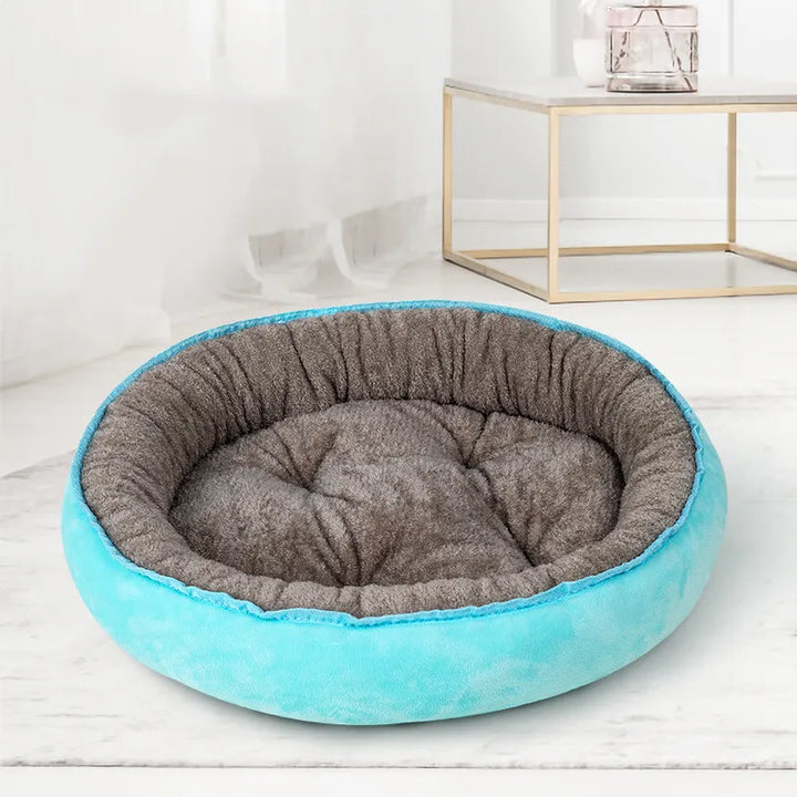 Polka dot dog bed, plush and cozy, non-slip bottom, ideal pet accessory for sleeping