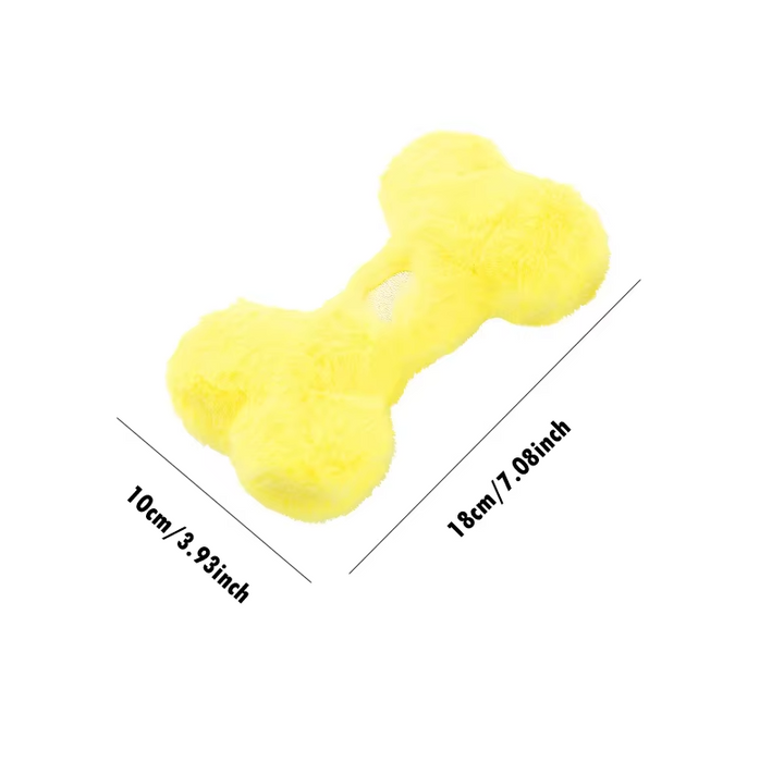 Interactive plush bone dog toy with squeaker, excellent pet care product for gentle chewing activity