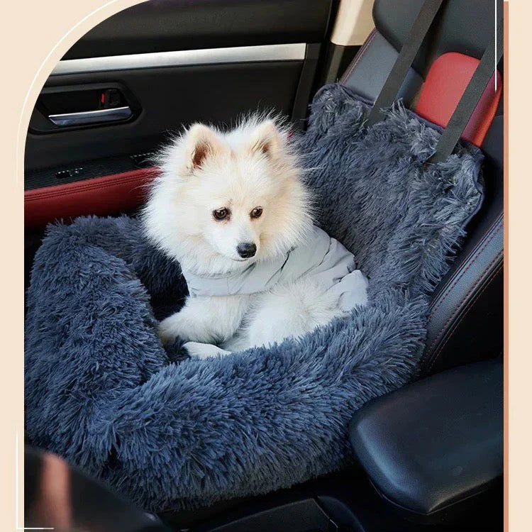 Soft, washable dog car seat provides travel comfort for small to medium pets.