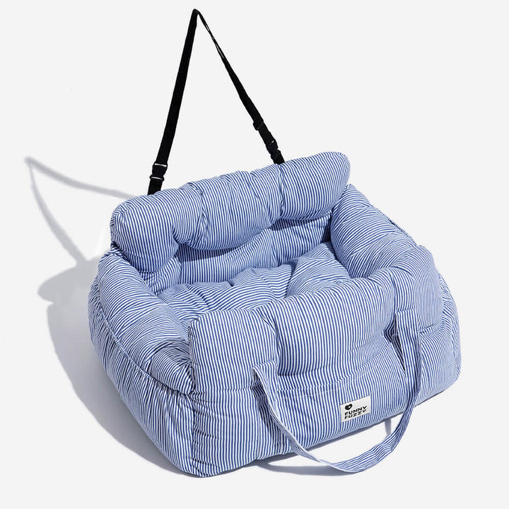 Cozy dog car seat with non-slip bottom, providing stability for pet travel.