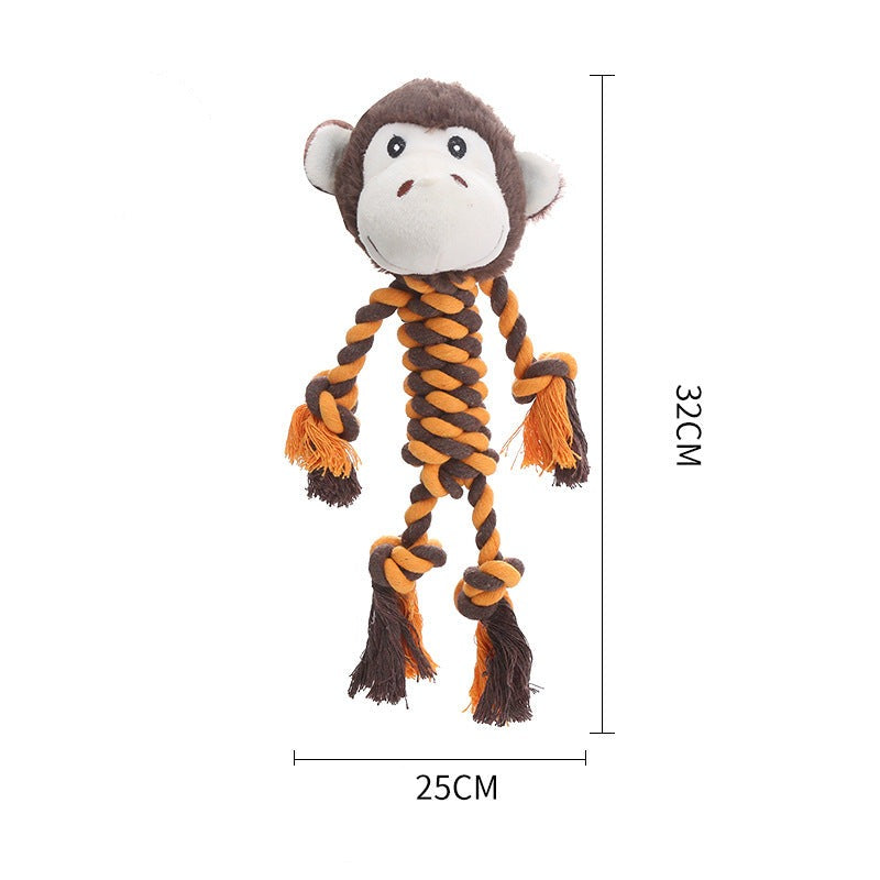 Strong plush dog chew toy, squeaker for added fun, an ideal pet dental care item