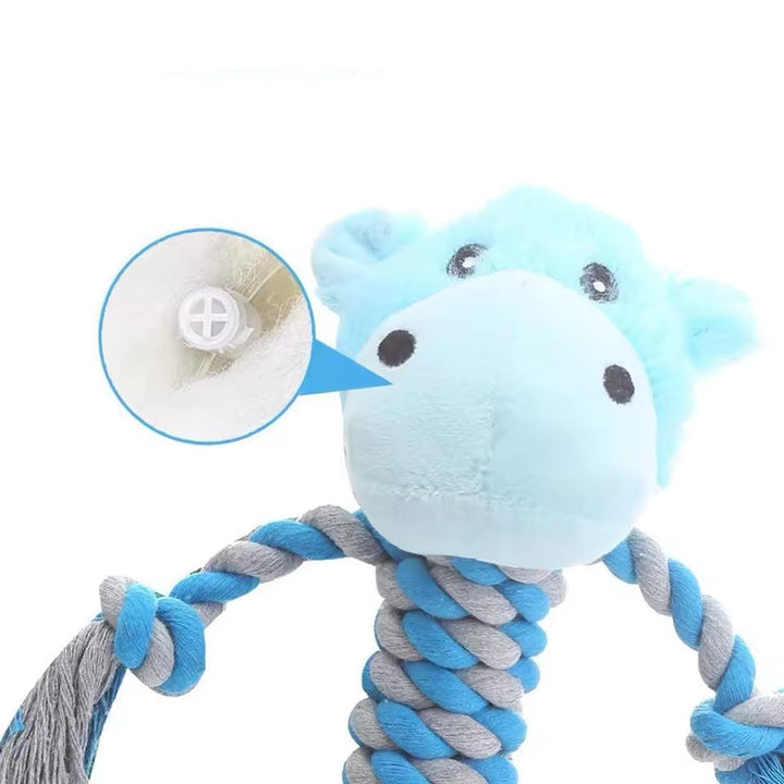 Interactive plush dog toy, squeaker inside, durable for long-lasting chewing fun