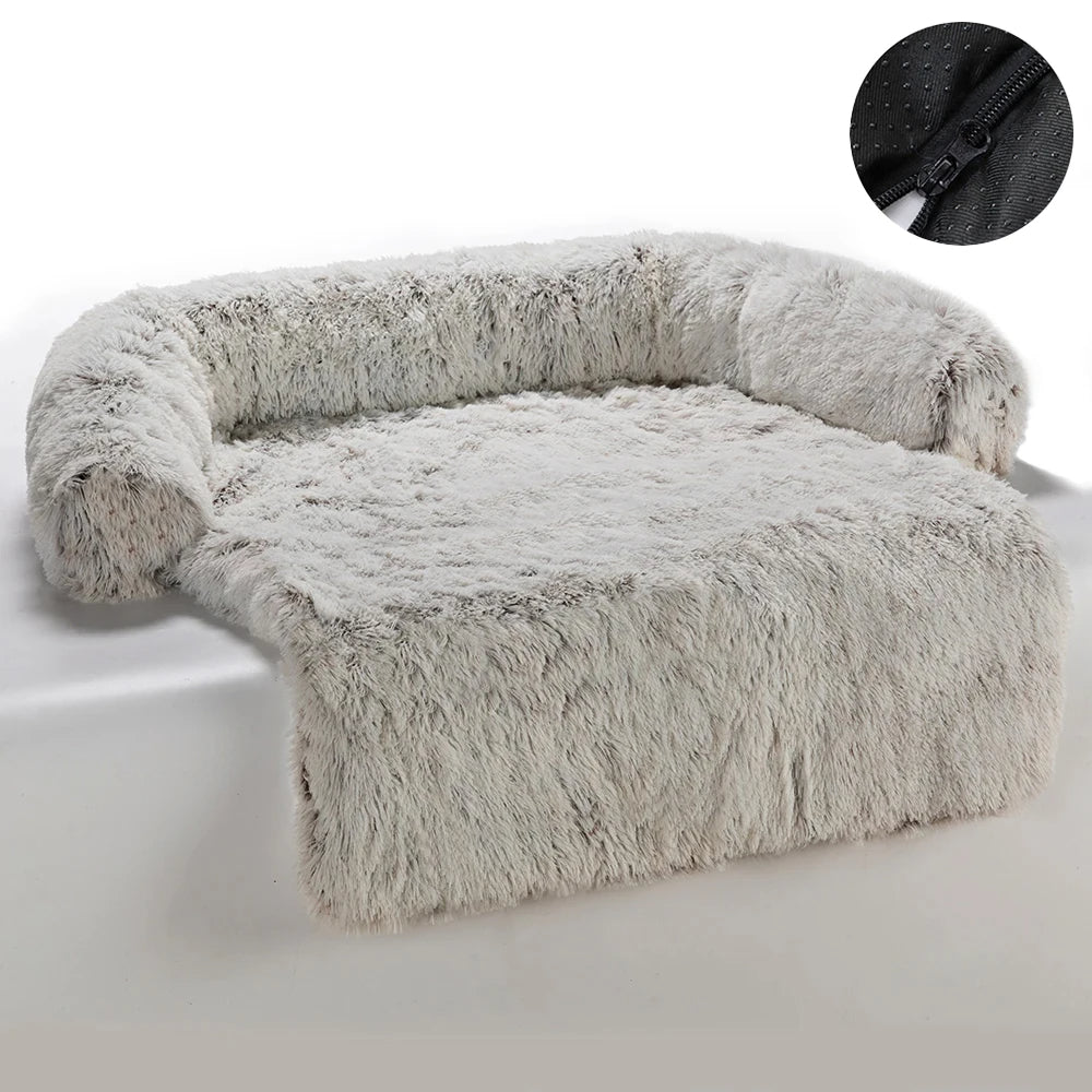 High-quality pet bed: a machine washable dog sofa with a removable cushion and bolster