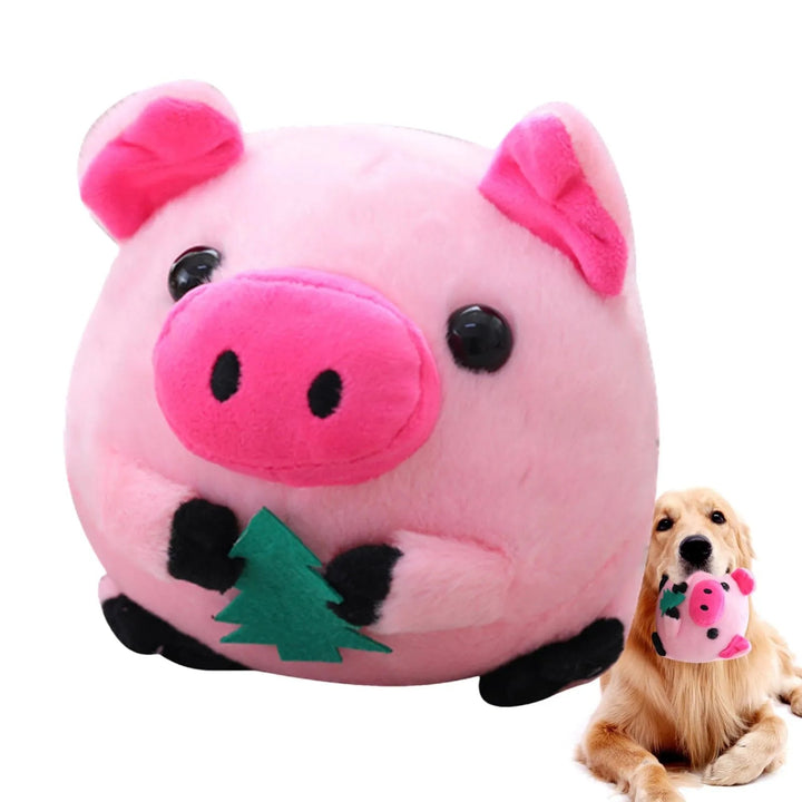 Durable and washable interactive plush dog toy, bouncing with sound for endless pet fun.