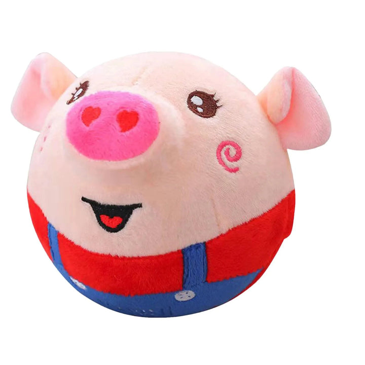 Washable interactive cat toy with bouncing movement and sound, soft plush animal design.