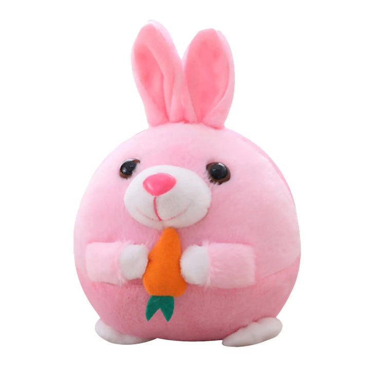 Soft plush animal toy for pets, interactive with bouncing mechanism and engaging sound.