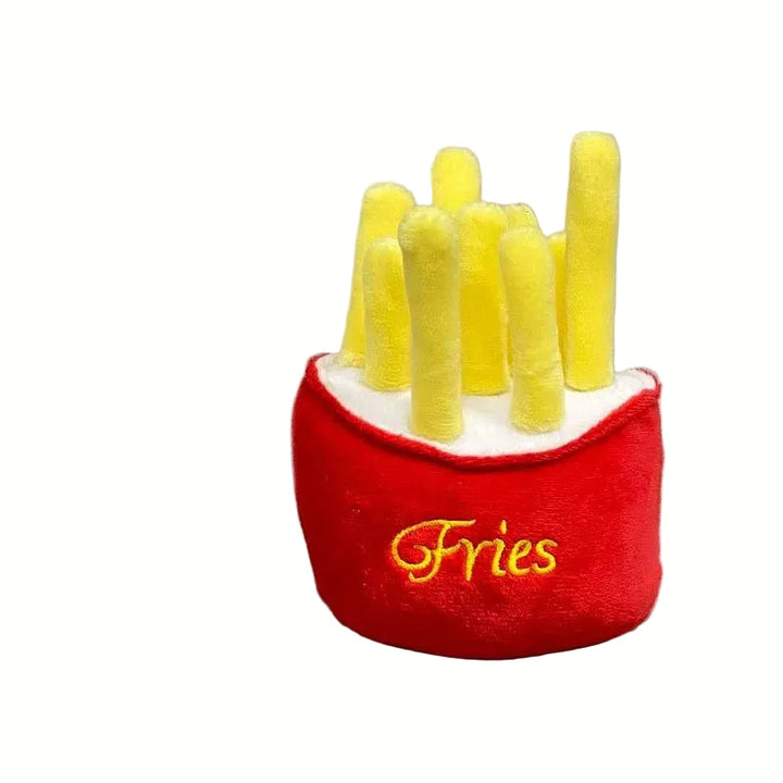 Interactive plush pet toy designed like a hot dog, great for fetching and biting