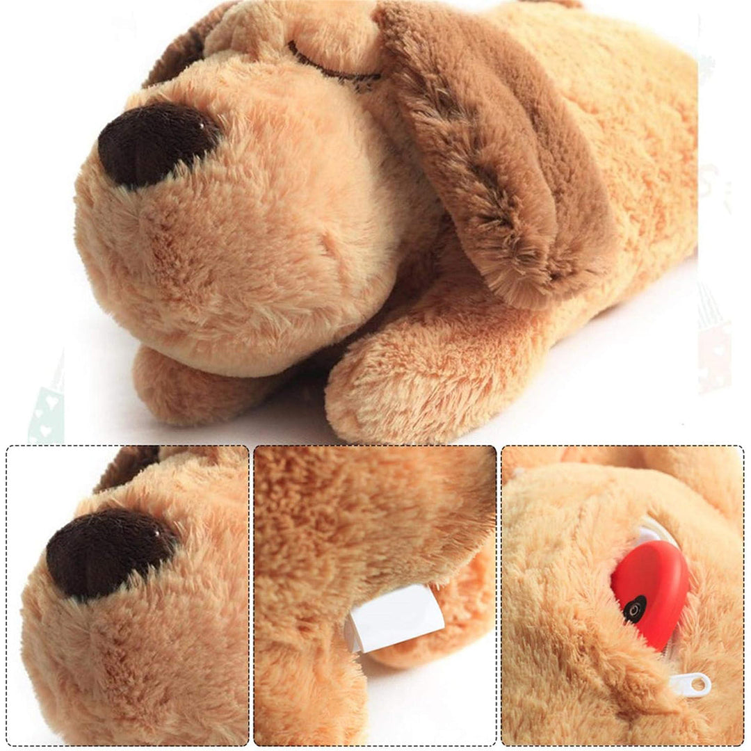 Durable, washable plush dog toy with heartbeat mechanism for anxious pets