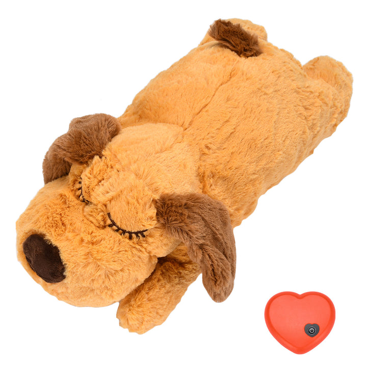 Small dog relief: grey plush heartbeat toy, ideal for anxiety and comfort