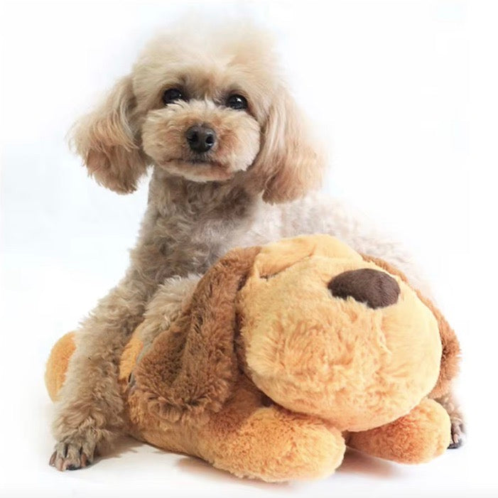 Anxiety relief for dogs: plush toy featuring a realistic heartbeat, durable design