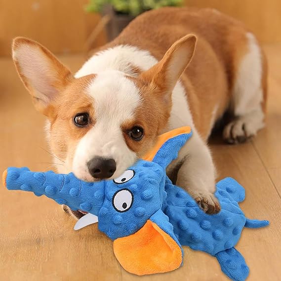 Squeaky elephant plush toy for dogs, ideal for pet chew and engaging playtime fun.
