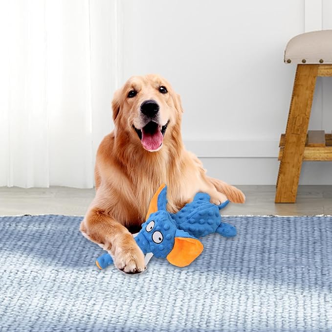 Durable pet chew elephant plush toy, designed for interactive dog playtime and enrichment.