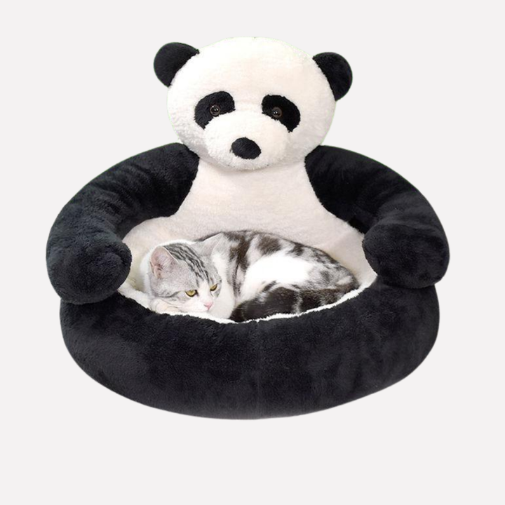 Warm winter pet bed, enclosed and plush, perfect as a cat or small dog accessory. Machine washable.