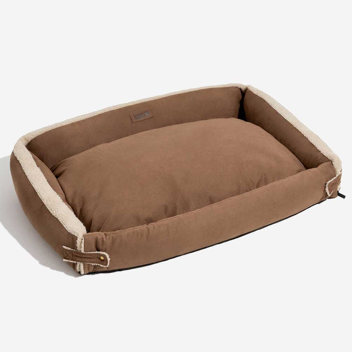 Expandable dog bed showcasing its ability to adjust for pet relaxation