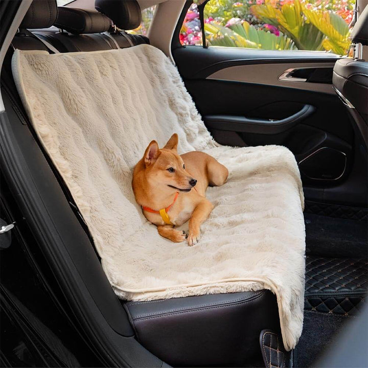 Pet car seat cover in black, designed for easy installation and removal, a top travel accessory.